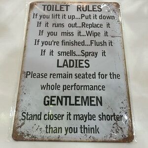 TOLIET RULES Sign